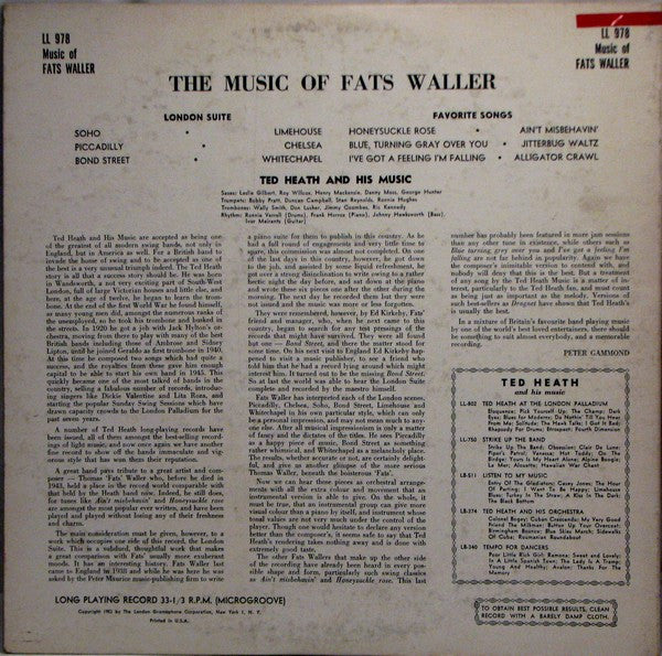 Release: 'Fats' Waller Album-Vinyl-US-1952-LL 978-3599658