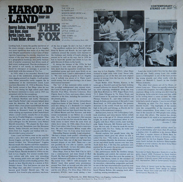 Release: The Fox-Vinyl-Japan-1975-LAX-3037-8437364