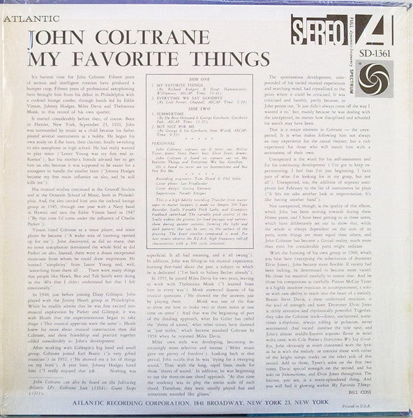 Release: My Favorite Things-Vinyl-US-1975-SD 1361-2952915