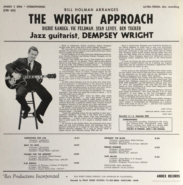 Release: The Wright Approach-Vinyl-Spain-1985-FSR-501, S-3006-2824653