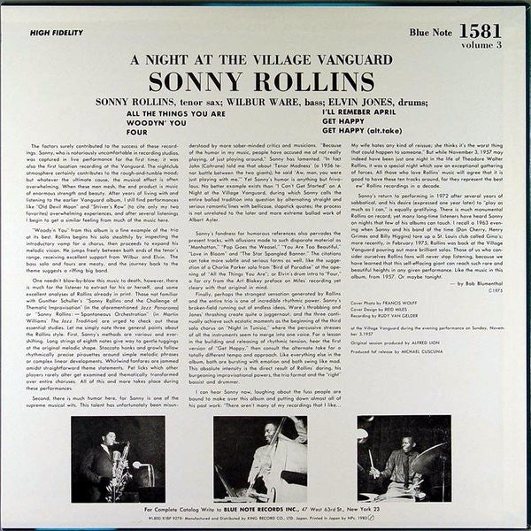 Release: A Night At The "Village Vanguard" Volume 3-Vinyl-Japan-1983-K18P-9278-5661029
