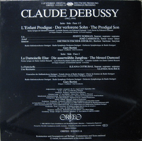 Release: L'Enfant Prodigue • Der Verlorene Sohn • The Prodigal Son / La Damoiselle Elue • Die Auserwählte Jungfrau • The Blessed Damozel-Vinyl-Germany-1982-S 012821 A-5996828