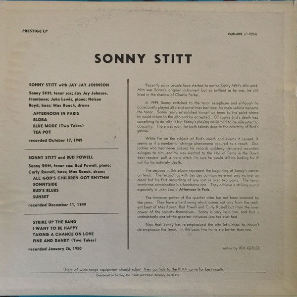 Release: Sonny Stitt / Bud Powell / J.J. Johnson-Vinyl-US-1982-OJC-009, P-7024-1156645