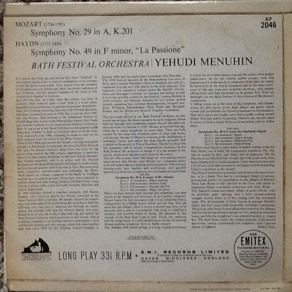 Release: Symphony No 29 / Symphony No 49-Vinyl-UK-1964-ALP 2046-8141021
