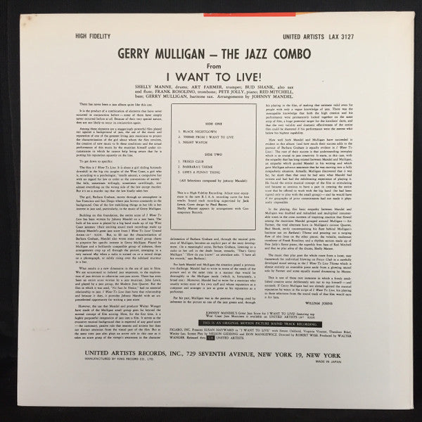 Master Release: The Jazz Combo From "I Want To Live!" by Gerry Mulligan