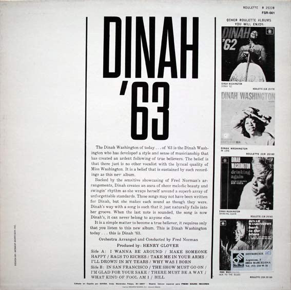 Release: Dinah '63-Vinyl-Spain-1988-R-25220, (S) R-25220, FSR-661-6390670