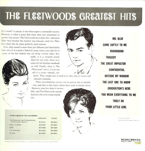Release: The Fleetwoods Greatest Hits-Vinyl-Japan-1973-LLR-8167-7882177