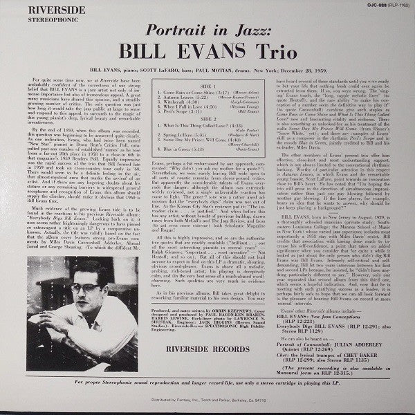 Release: Portrait In Jazz-Vinyl-US-1983-OJC-088, RLP-1162-9258144