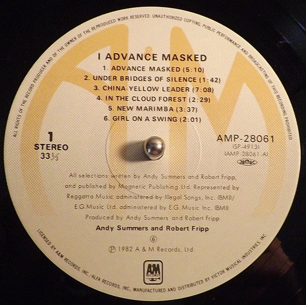 Release: I Advance Masked-Vinyl-Japan-1982-AMP-28061-3462601