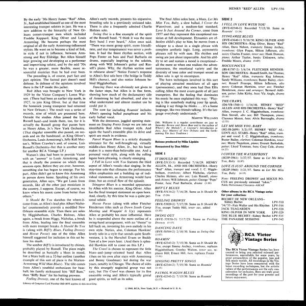 Release: Henry Red Allen-Vinyl-US-1968-LPV-556-5113697