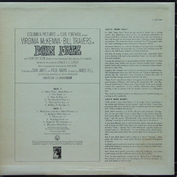 Release: Born Free (Original Sound Track Recording)-Vinyl-US-1966-SE-4368, SE4368-4301726
