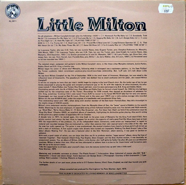 Master Release: Raise A Little Sand by Little Milton
