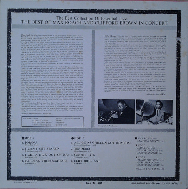 Release: The Best Of Max Roach And Clifford Brown In Concert!-Vinyl-Japan-1972-SLC (M) 431-7609530
