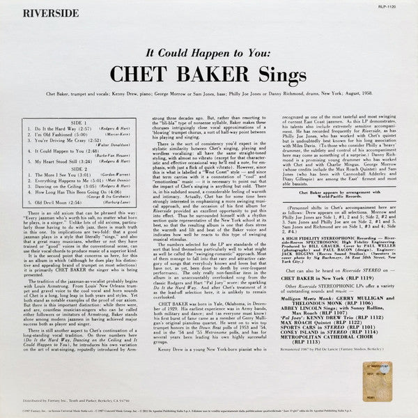 Release: It Could Happen To You - Chet Baker Sings-Vinyl-Italy-2012-RLP-1120-3362959