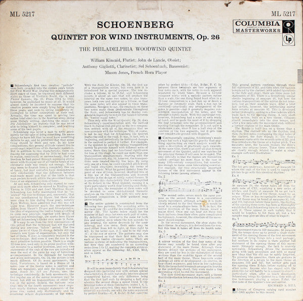 Master Release: Quintet For Wind Instruments, Op. 26 by Arnold Schoenberg