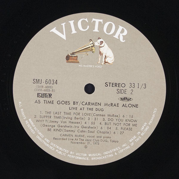 As Time Goes By / Carmen McRae Alone / Live At The Dug