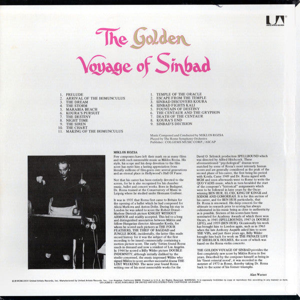 Master Release: The Golden Voyage Of Sinbad: Original Motion Picture Soundtrack by Miklós Rózsa