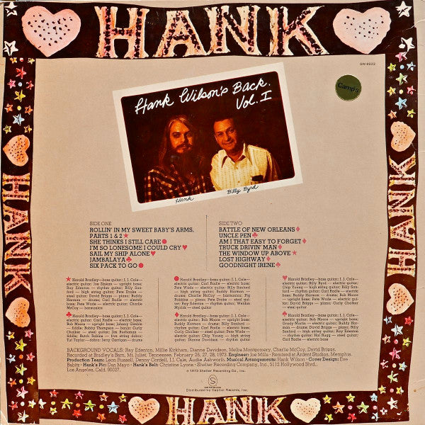 Release: Hank Wilson's Back Vol. I-Vinyl-US-1973-SW-8923-1494744