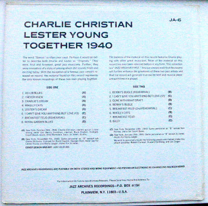 Master Release: Charlie Christian / Lester Young "Together 1940" by Charlie Christian
