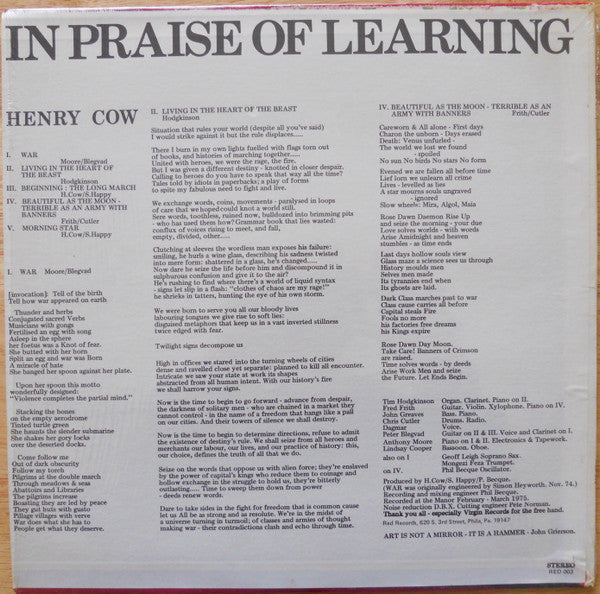 Master Release: In Praise Of Learning by Henry Cow