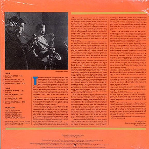 Release: Zoot Sims Avec Henri Renaud Et Son Orchestre Et Jon Eardley-Vinyl-US-1987-SW 8417-3563204
