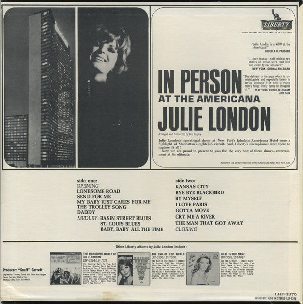 Master Release: In Person At The Americana by Julie London