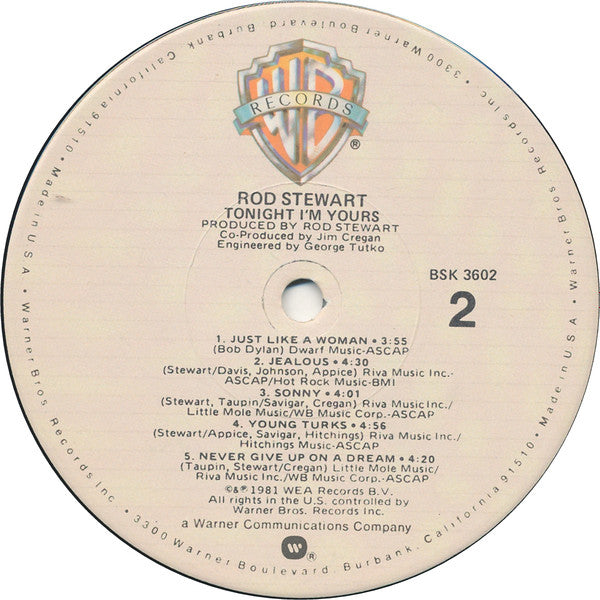 Release: Tonight I'm Yours-Vinyl-US-1981-BSK 3602-1184487