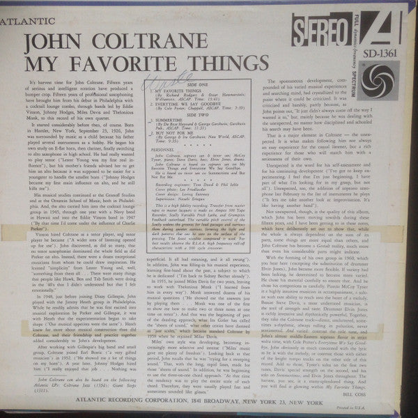 Release: My Favorite Things-Vinyl-US-1973-SD 1361, SD-1361, 1361-8602300