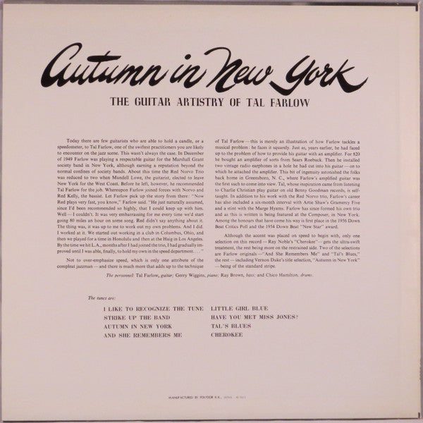 Release: The Artistry Of Tal Farlow-Vinyl-Japan-1976-MV 2585-3752135