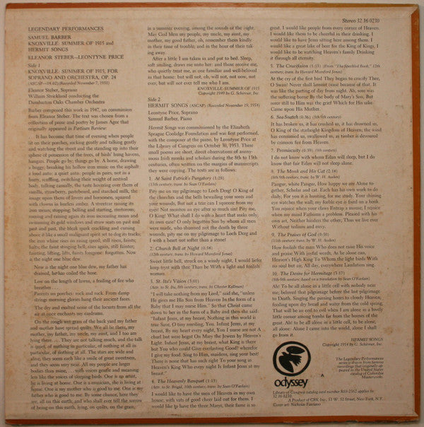 Master Release: Knoxville "Summer Of 1915" / Hermit Songs by Samuel Barber