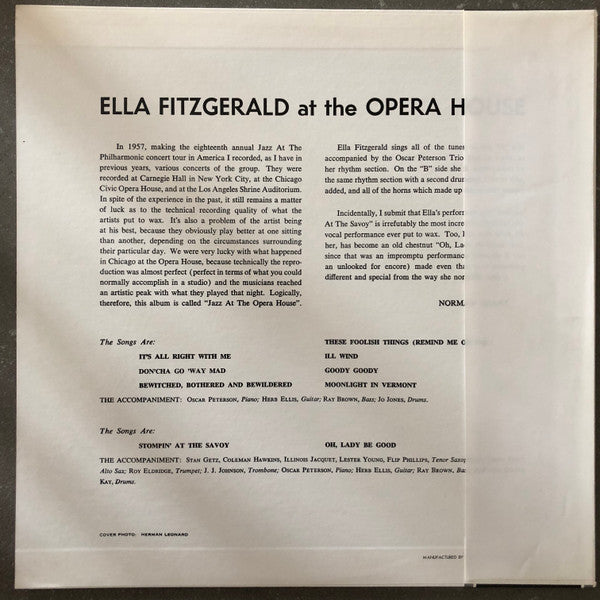 Release: Ella Fitzgerald At The Opera House-Vinyl-Japan-1976-MV 2543-7050880