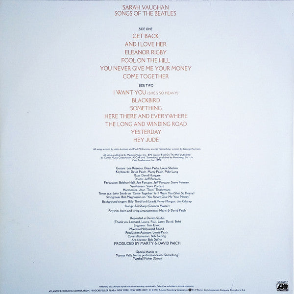 Master Release: Songs Of The Beatles by Sarah Vaughan