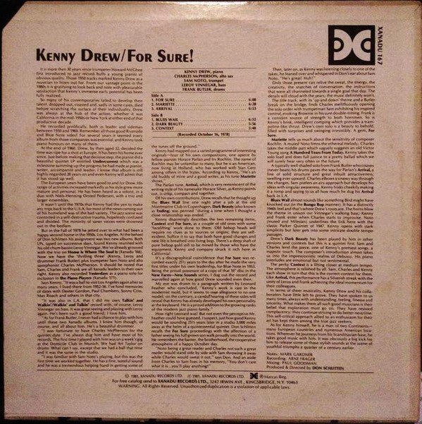 Release: For Sure!-Vinyl-US-1981-Xanadu 167-6499463
