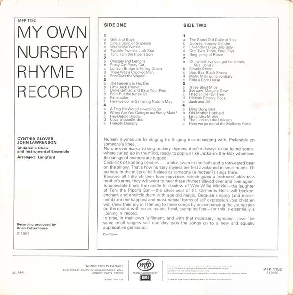 My Own Nursery Rhyme Record