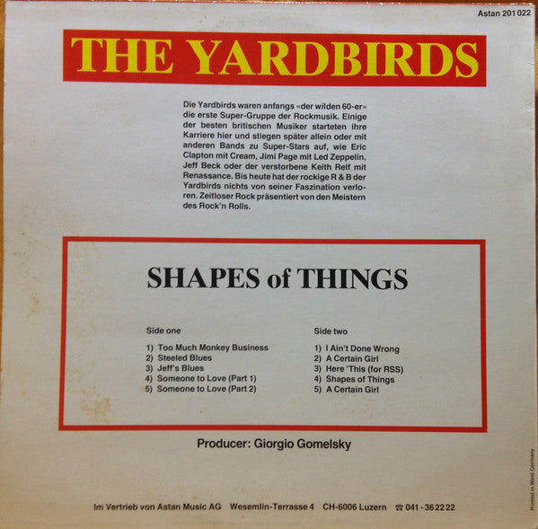 Release: Shapes Of Things-Vinyl-Switzerland-1981-201022-2017905