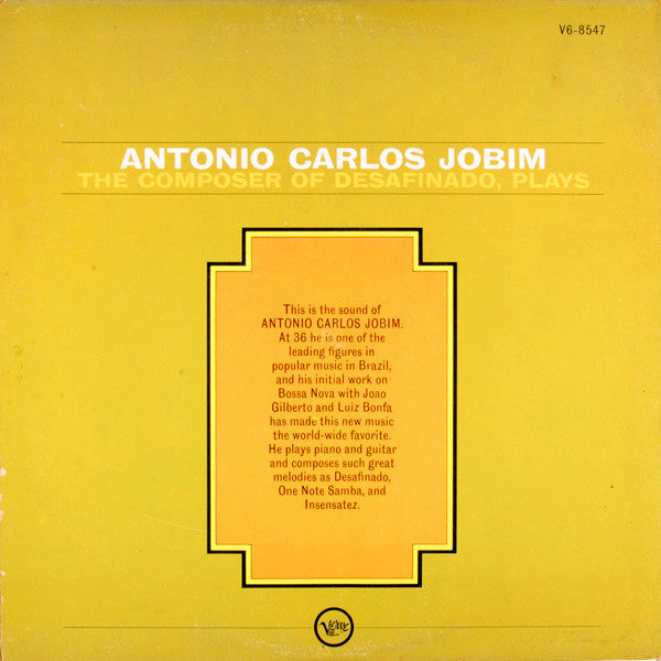Release: The Composer Of Desafinado, Plays-Vinyl-US-1963-V6-8547, V6/8547-4884320