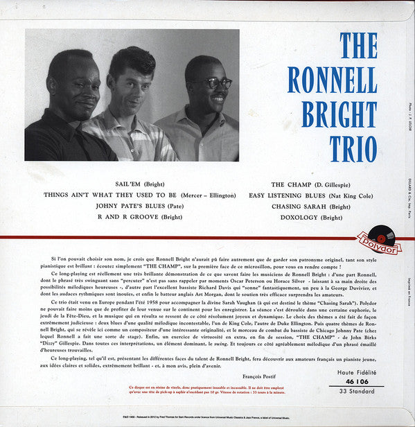 Release: The Ronnell Bright Trio-Vinyl-France-2012-SR03/1, 46 106-3557226