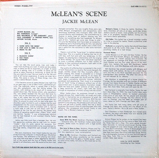 Release: McLean's Scene-Vinyl-US-1984-OJC-098, NJ-8212-3282967