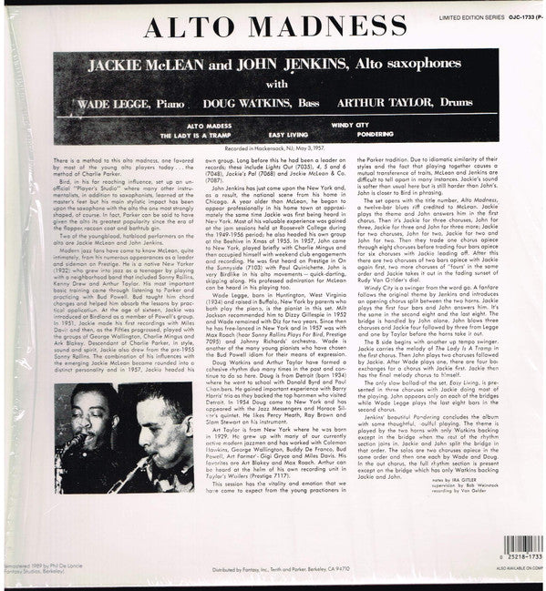 Release: Alto Madness-Vinyl-US-1989-OJC-1733, P-7114-7196283