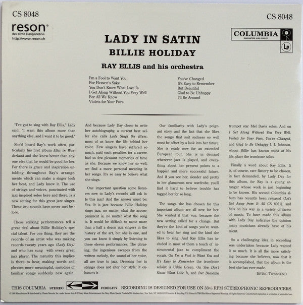 Release: Lady In Satin-Vinyl-US-1998-CS 8048, CS 8048-8352308