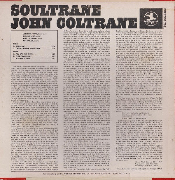 Release: Soultrane-Vinyl-US-1968-PR 7531, PRST 7531-5371982