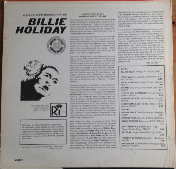 Release: A Rare Live Recording Of Billie Holiday-Vinyl-US-1964-M2001, M 2001-8724816