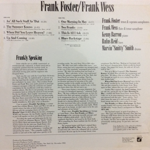 Master Release: Frankly Speaking by Frank Foster