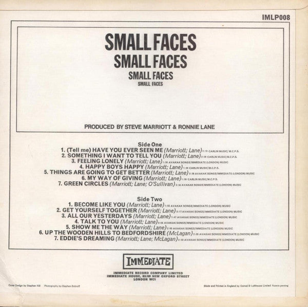 Release: Small Faces-Vinyl-UK-1967-IMLP 008-2980221