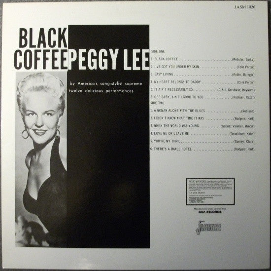 Release: Black Coffee With Peggy Lee-Vinyl-UK-1983-JASM 1026-1732132
