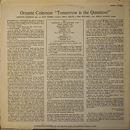 Master Release: Tomorrow Is The Question! by Ornette Coleman