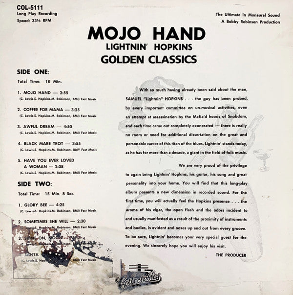 Master Release: Mojo Hand by Lightnin' Hopkins