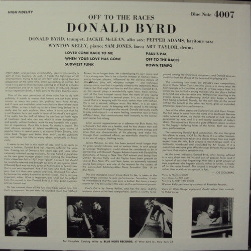 Release: Off To The Races-Vinyl-Japan-2012-DBLP-023, BLP 4007, 4007-3820877
