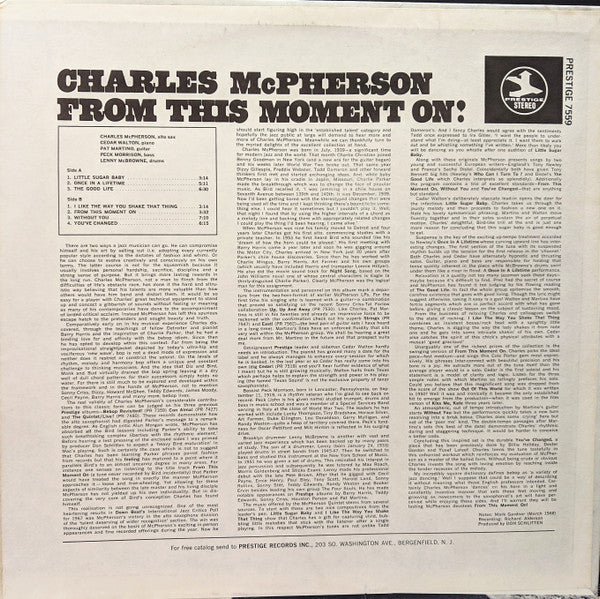Master Release: From This Moment On! by Charles McPherson