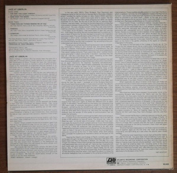 Master Release: Jazz At Oberlin by The Dave Brubeck Quartet